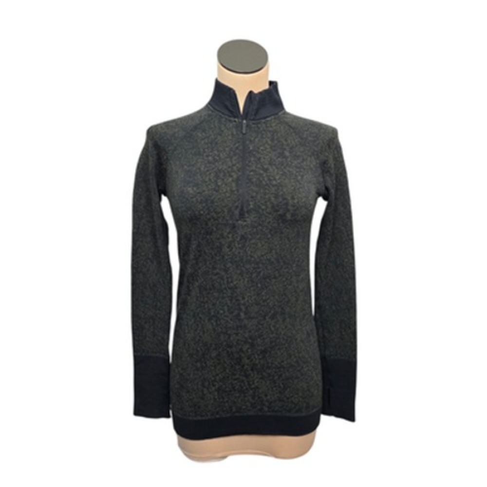Lululemon Sweater Womens Small Black Green Pullover Half Zip‎ Athletic Running